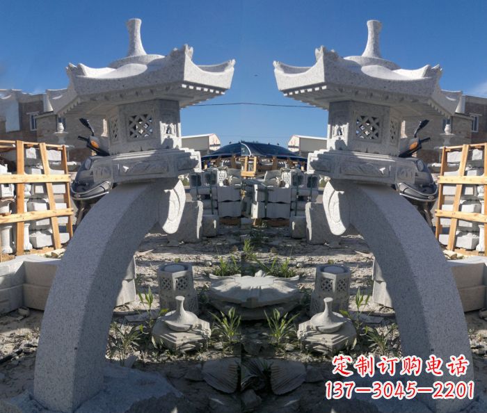 漳州精美大理石镂空石灯雕塑