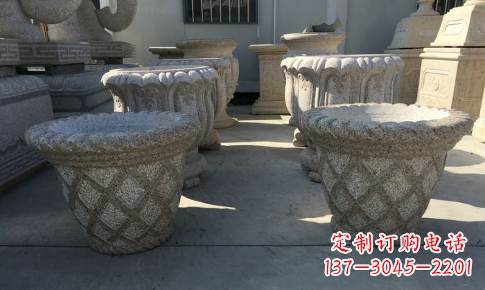 漳州花篮式花盆石雕