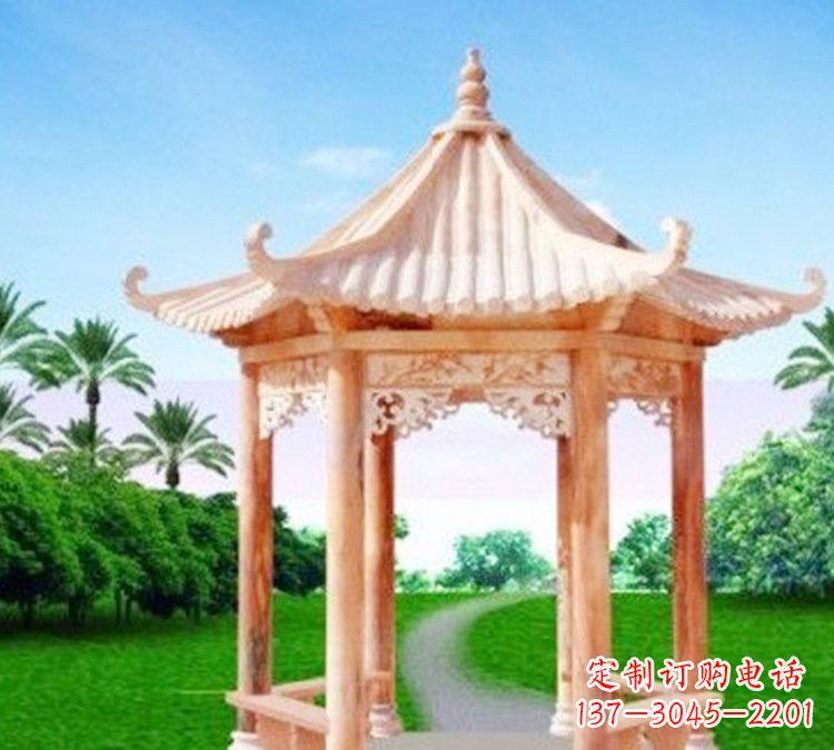 漳州艺术精美的六角凉亭石雕