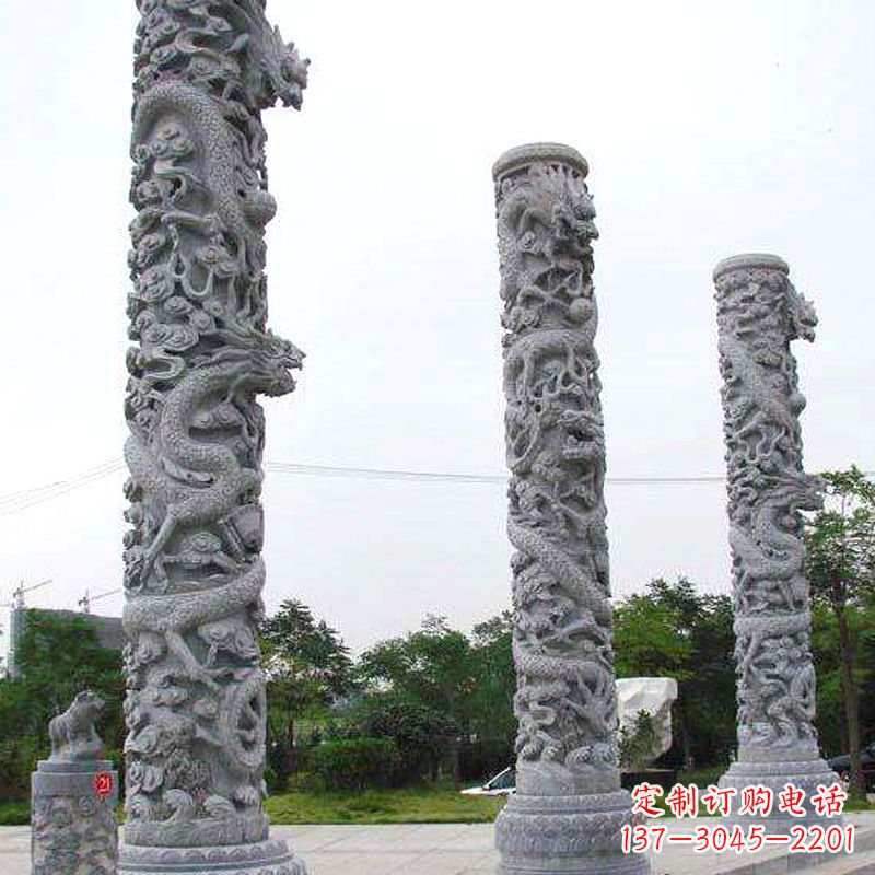 漳州精美的公园景观龙柱雕塑