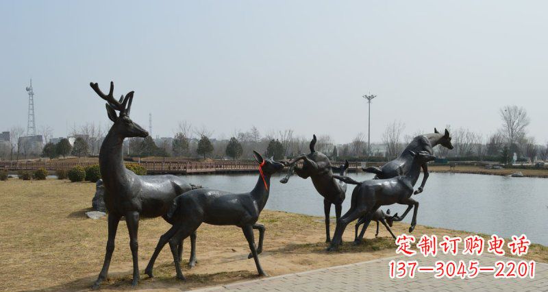 漳州公园鹿动物铜雕 (3)