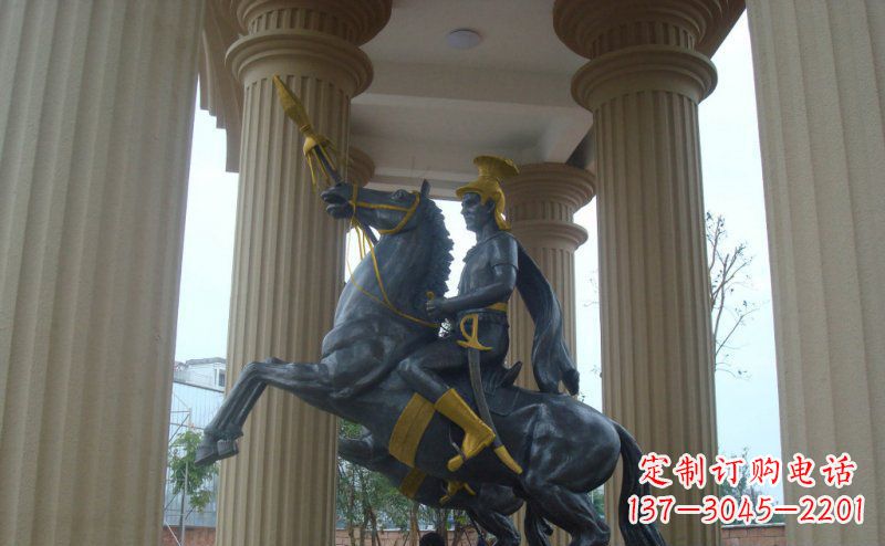 漳州公园骑马的罗马士兵人物铜雕