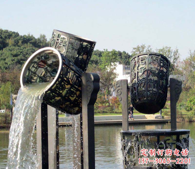 漳州精美的铜制公园水缸喷泉雕塑
