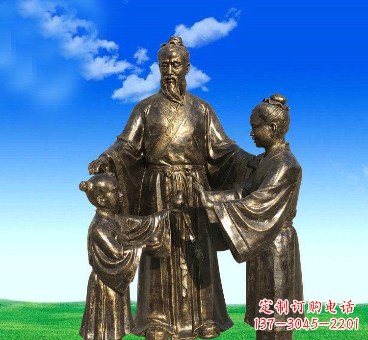 漳州铜雕艺术精美人物雕塑——孔融让梨