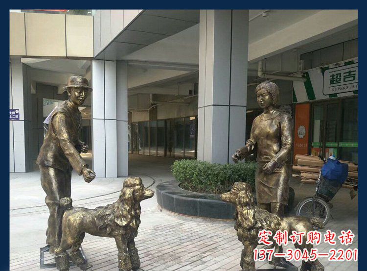 漳州精美铜雕牧羊犬人物雕塑