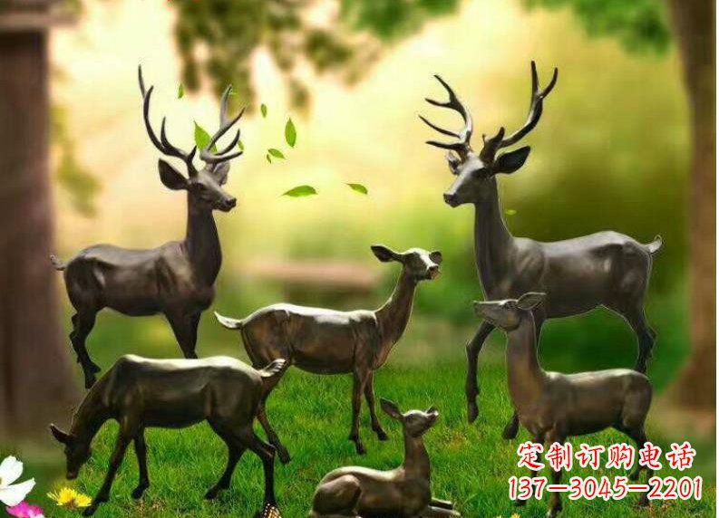 漳州公园铜雕阳光小鹿动物雕塑