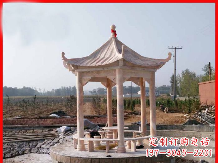 漳州享受晚霞红,迎接舒适凉亭雕塑