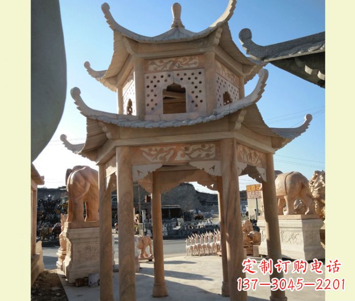 漳州中式双层石雕凉亭