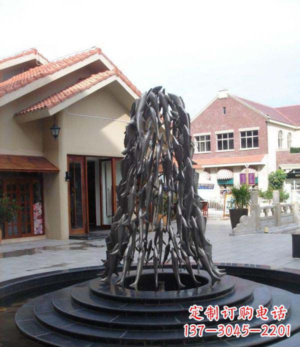 漳州公园鱼群喷泉铜雕