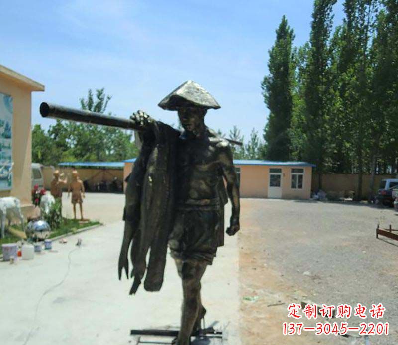 漳州公园渔民打鱼人物铜雕