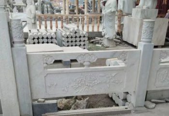 漳州汉白玉牡丹花浮雕石栏板雕塑