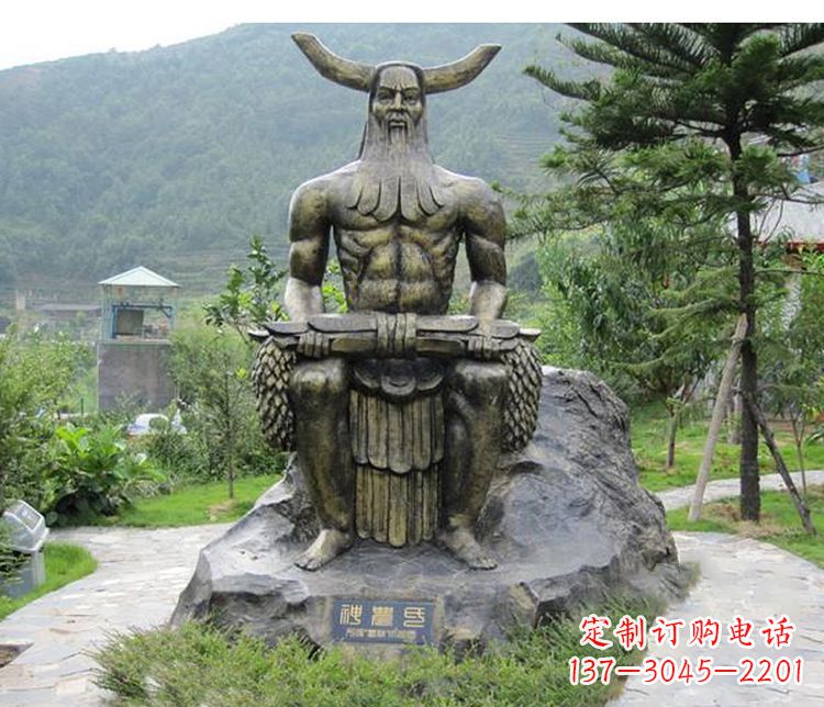 漳州古代神话人物伏羲铜雕