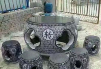 漳州风格独特的鼓式仿古石桌凳石雕