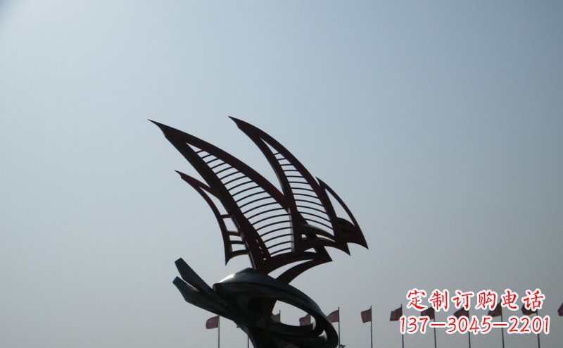 漳州广场不锈钢抽象帆船雕塑