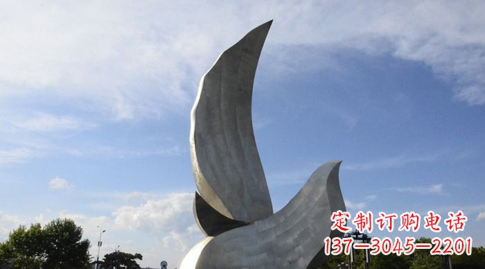 漳州广场不锈钢大型抽象和平鸽雕塑