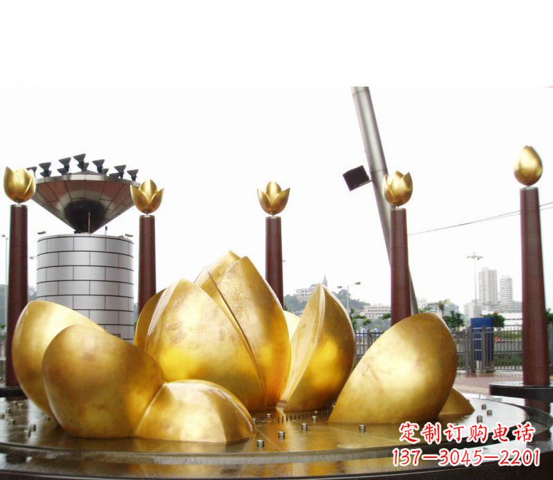 漳州全新设计!中领雕塑莲花抽象广场雕塑