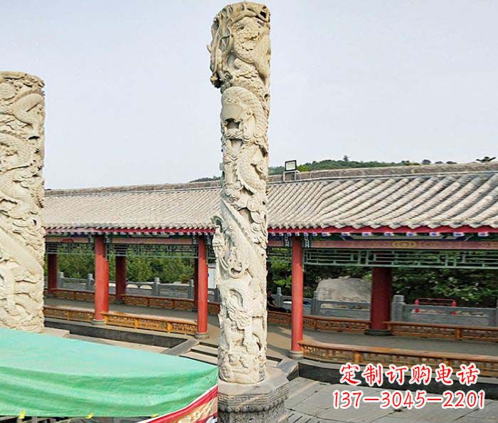 漳州广场景观大理石龙柱石雕 (2)