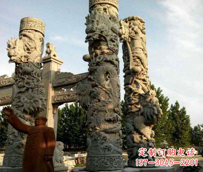 漳州中领雕塑推出的震撼龙柱大理石雕,是一种典…