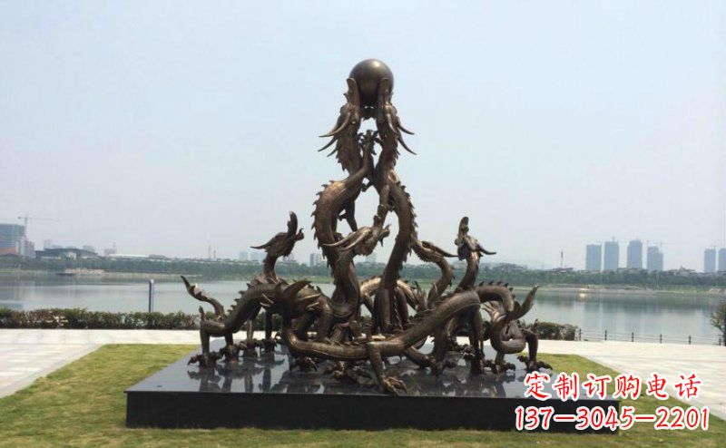 漳州广场九龙不锈钢雕塑,雕刻永恒之美