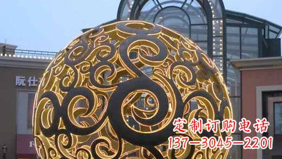 漳州镂空球形喷泉雕塑无锈钢精美装点空间