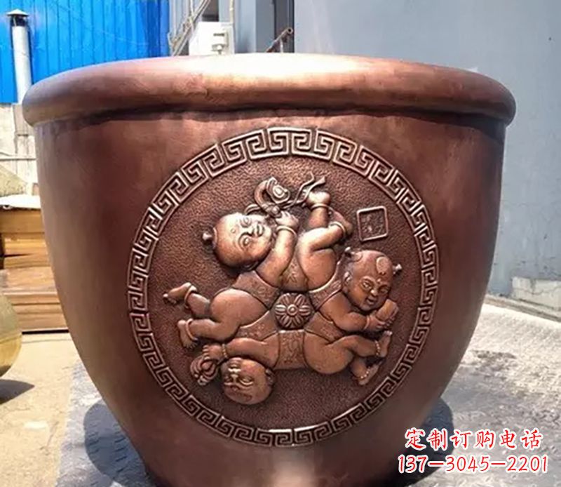 漳州广场水缸铜雕塑