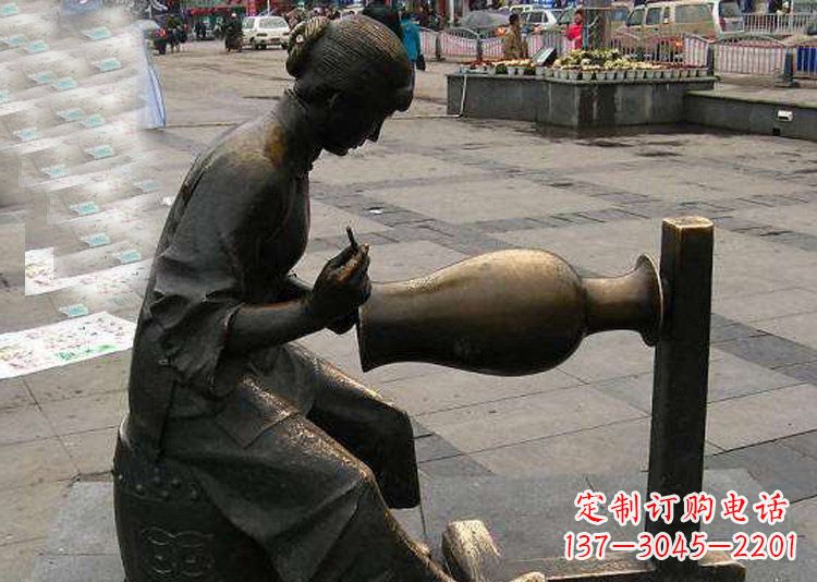 漳州领雕塑铜质花盆雕塑