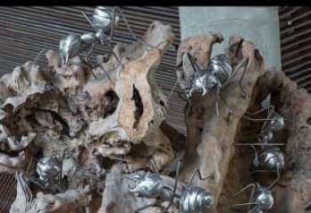 漳州展现自然的优雅——不锈钢蚂蚁上树景观雕塑