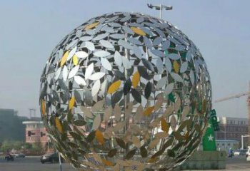 漳州华丽曼妙的不锈钢树叶镂空球雕塑