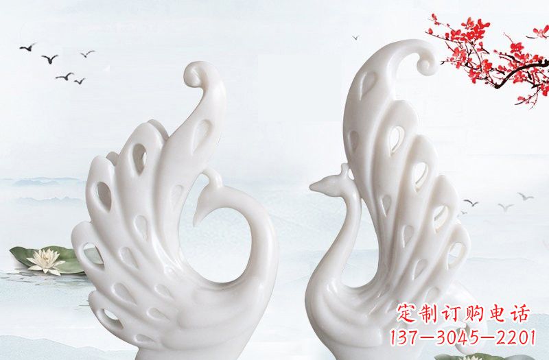 漳州汉白玉孔雀艺术雕塑