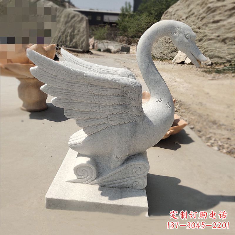 漳州细腻精美的汉白玉天鹅雕塑