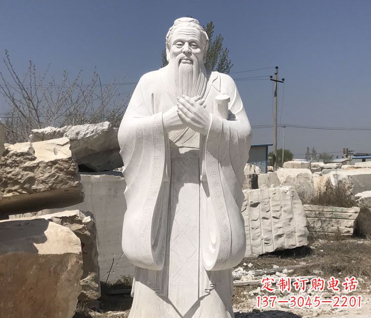 漳州汉白玉孔子行教像学校古代名人石雕
