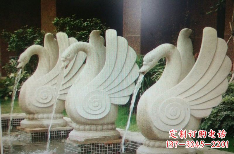 漳州天鹅之美,汉白玉喷水天鹅石雕