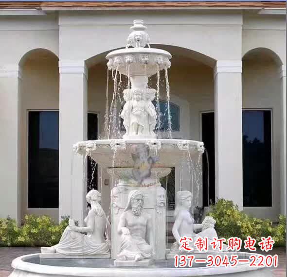 漳州汉白玉精美完美的喷泉雕塑