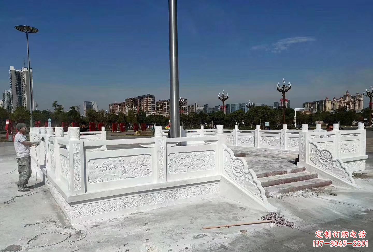 漳州汉白玉升旗台 广场校园石雕栏板雕塑