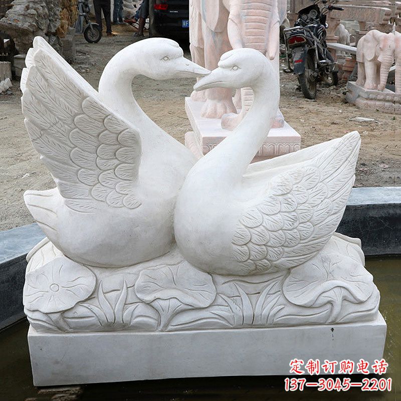 漳州精美绝伦的汉白玉天鹅石雕塑