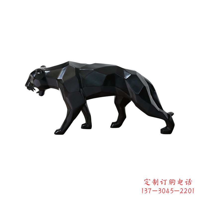 漳州黑色魅力，豹子玻璃钢雕塑
