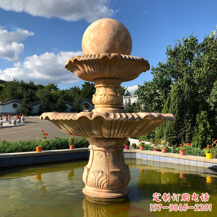 漳州经典黄锈石喷泉装饰雕塑