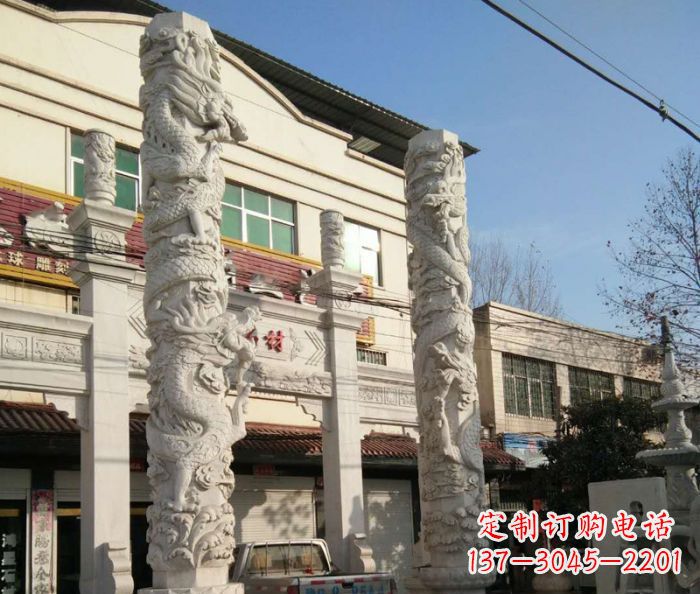 漳州汇聚古灵神韵的大理石龙柱雕塑