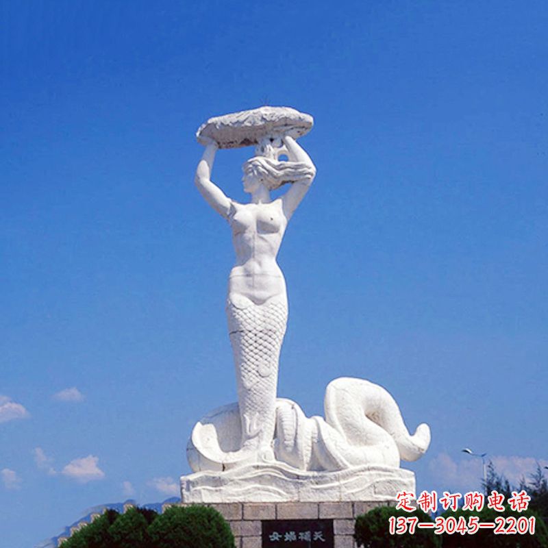 漳州景区景点大型神话人物汉白玉女娲补天雕塑