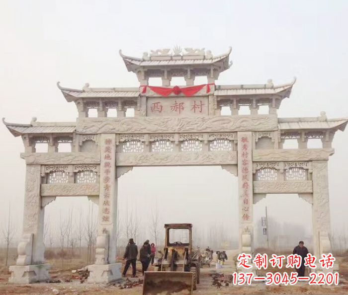 漳州景区三门牌坊石雕 (15)