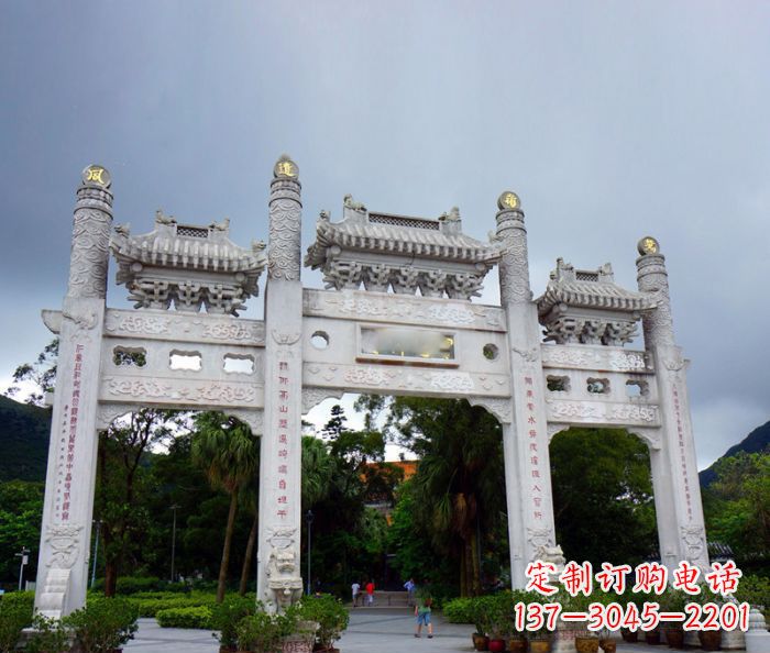 漳州景区三门牌坊石雕_1