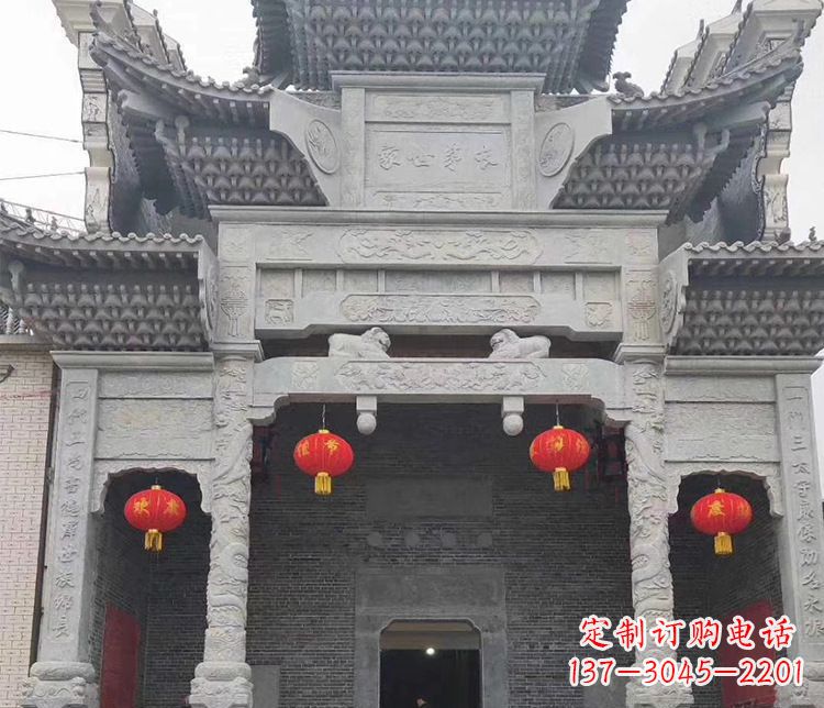 漳州景区三门牌坊石雕_2 (3)