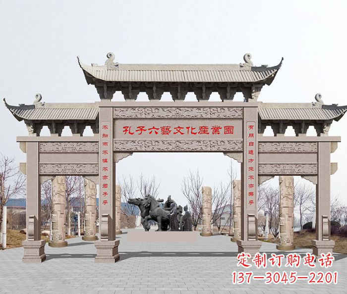 漳州景区三门石雕牌坊-高质美观可靠的雕塑装置