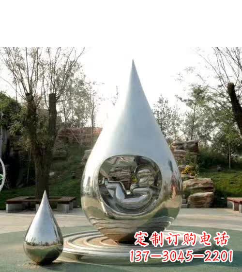 漳州镜面不锈钢水滴雕塑,精致灵动,描绘出美好生活