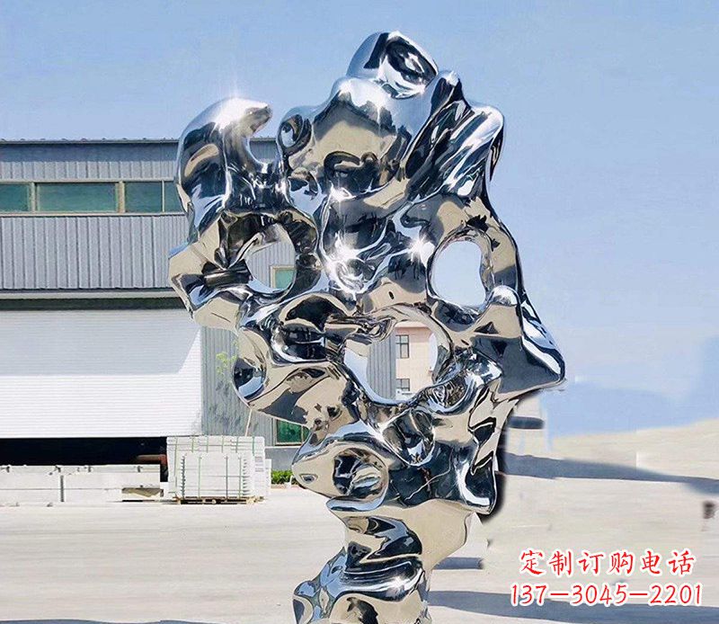 漳州太湖石雕塑,完美结合不锈钢镜面