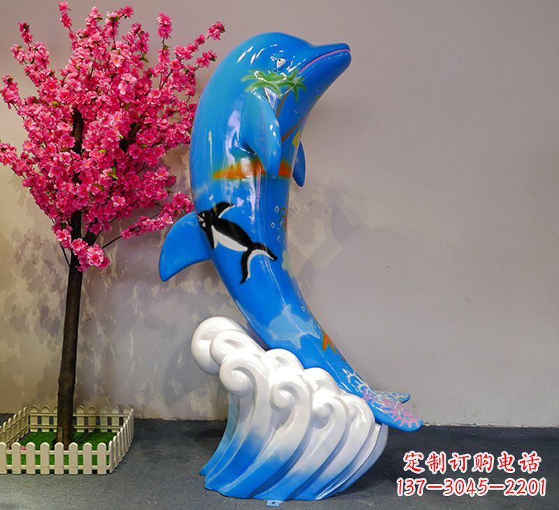 漳州蓝色海豚彩绘雕塑，装点您的园林景观