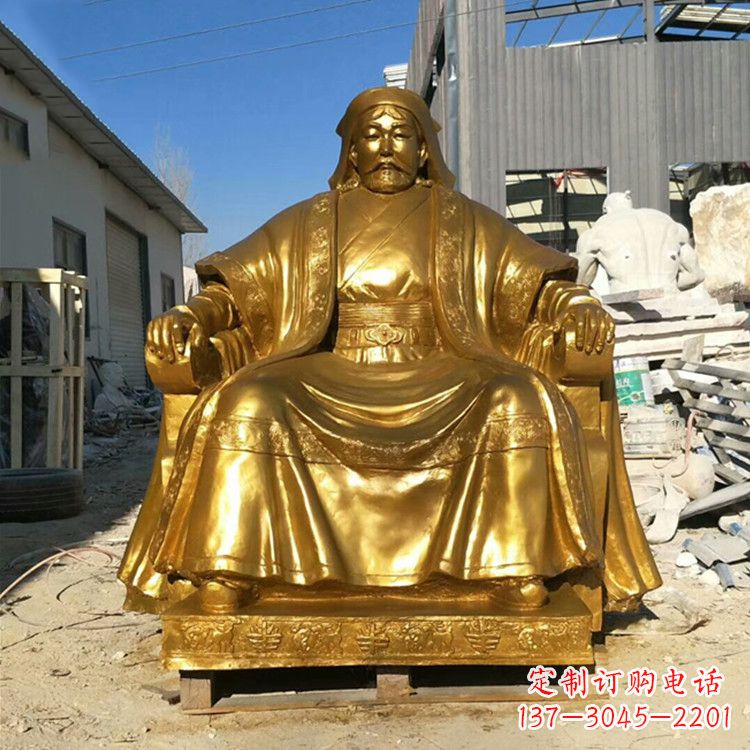 漳州精美鎏金成吉思汗雕像,铸就历史精神