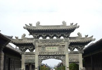 漳州特色街道三门石雕牌楼雕塑