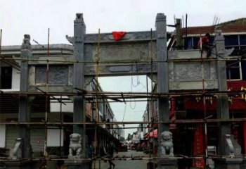 漳州中领雕塑-精美街道三门石雕牌楼