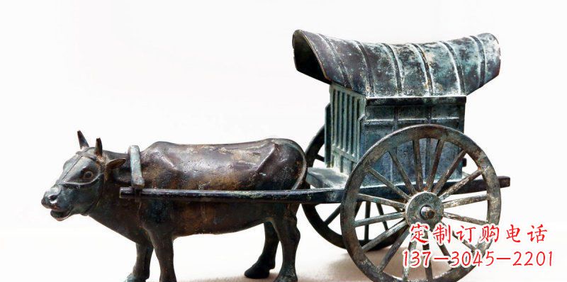 漳州定制牛车景观铜雕塑